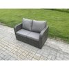 Fimous 7 Seater Rattan Wicker Garden Furniture Patio Conservatory Sofa Set with Rectangular Coffee Table 3 Seater Sofa Love Sofa 2 Side Tables