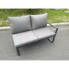 Fimous Aluminum Outdoor Garden Furniture Corner Sofa 3 Arm Chair Adjustable Rising Lifting Dining Table Set Dark Grey 10 Seater