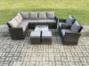Fimous Rattan Garden Furniture Set Outdoor Lounge Corner Sofa Set With Square Coffee Table 2 Small Footstools Armchair 10 Seater Dark Grey Mixed