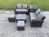 Fimous Rattan Garden Furniture Set 6 piece Patio Rattan Furniture Sofa Weaving Wicker includes 2 Double Seat Sofa, Coffee Table, 2 Small Footstools and Side Table
