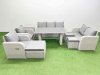 Fimous 10 Seater Garden Furniture Set PE Ratten Garden Sofa Set with Rectangular Dining Table 3 Stool Side Table Light Grey