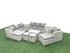 Fimous 10 Pieces Rattan Garden Furniture Set Outdoor Garden Sofa Chair Coffee Table Set with 2 Side Tables 4 Footstools Light Grey Mixed