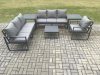 Fimous Aluminium 7 Seater Outdoor Garden Furniture Lounge Sofa Set with Square Coffee Table Chair 2 Side Table Dark Grey