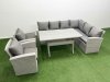 Fimous Rattan Garden Furniture Set Outdoor 8 Seater Patio Dining Corner Sofa Sets with Dining Table Chair Light Grey Mixed