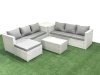 Fimous Garden Outdoor PE Rattan Furniture Set 7 Seater Rattan Garden Sofa Set with Big Footstool Side Table Light Grey Mixed