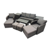 Fimous Rattan Garden Outdoor Furniture Set 3 Seater Sofa Reclining Chair Coffee Table with 2 Side Tables 4 Footstools Dark Grey Mixed