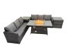 Fimous Garden Outdoor Rattan Furniture Set Rattan 3 Seater Sofa with 2 Side Table Dark Grey Mixed
