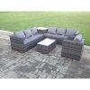 Fimous Grey Rattan Sofa Outdoor Garden Furniture Rectangular Coffee Table Set Patio With Cushions With Chair