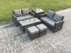 Fimous 6 Pieces Garden Furniture Sets Poly Rattan Outdoor Patio Furniture PE Wicker Furniture Set with Side Table 2 Small Footstool Loveseat and Table for Garden Backyard Dark Grey Mixed