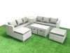 Fimous Outdoor Rattan Garden Furniture Set with Grey Cushions Luxury 10 Seater with Coffee Table and Side Table For Conservatory,Patio