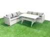 Fimous Rattan Garden Furniture Set 6 Seater Outdoor Sofa Set with Dining Table Light Grey Mixed