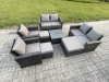 Fimous Outdoor Garden Furniture Sets 8 Pieces Wicker Rattan Furniture Manual Wicker Patio Sofa Patio Conversation Set with 3 Footstools Dark Grey Mixed