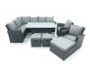 Fimous Outdoor Furniture Garden Dining Set Rattan Corner Sofa Set with 3 Footstools 2 Armchairs Dark Grey Mixed