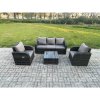 Fimous Garden Furniture Sets 5 Seater Wicker Rattan Furniture Patio Sofa Sets with Reclining Chair 3 Seater Sofa Dark Grey Mixed