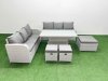 Fimous Outdoor Garden Furniture Sets 9 Seater Wicker Rattan Furniture Sofa Sets with Adjustable Lifting Dining or Coffee Table high Back Lounge Sofa 3 Stools Light Grey