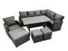 Fimous Rattan Garden Furniture Set Outdoor 10 Seater Patio Dining Corner Sofa Sets with Dining Table Chair Dark Grey Mixed