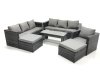 Fimous 9 Seater Rattan Garden Outdoor Furniture Set with 3 Seater Sofa Coffee Table 2 Big Footstool