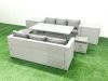 Fimous Rattan Garden Furniture Set 8 Seater Outdoor Sofa Set with Dining Table 2 Side Tables 2 Small Footstools Light Grey Mixed