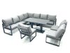 Fimous 10 Seater Outdoor Aluminum Garden Furniture Set Corner Sofa Rising Lifting Dining Table Sets Dark Grey