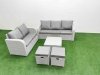 Fimous 7 Seater PE Rattan Wicker Garden Furniture Patio Conservatory Sofa Set with Square Coffee Table 3 Seater Sofa Love Sofa 2 Stools