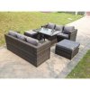 Fimous 8 Seater Lounge Rattan Sofa Dining Table Outdoor Garden Furniture