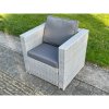 Fimous Light Grey Rattan Single Chair Patio Outdoor Garden Furniture With Thick Seat And Back Cushion
