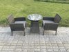 Fimous Wicker PE Outdoor Rattan Garden Furniture Arm Chair And Table Dining Sets 2 Seater Small Round Table Dark Grey Mixed