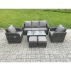Fimous 7 Seater Outdoor Garden Furniture Sets Wicker Rattan Furniture Sofa Sets with Rectangular Coffee Table Reclining Chair 3 Seater Sofa
