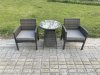 Fimous Wicker PE Outdoor Rattan Garden Furniture Arm Chair And Table Dining Sets 2 Seater Small Round Table Dark Grey Mixed
