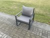 Fimous Aluminium Patio Outdoor Furniture Set 6 Seater Garden Sofa with Oblong Coffee Table Big Footstool 2 Armchairs Dark Grey