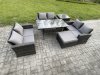 Fimous 7 Seater Rattan Wicker Garden Furniture Patio Conservatory Sofa Set Indoor Outdoor with Dining Table Double Seat Sofa Big Footstool Side Table