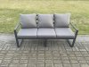 Fimous Aluminium Outdoor Garden Furniture Set Lounge Sofa Chair Square Coffee Table Sets with Side Table 3 Footstools Conservatory Set Dark Grey 7 Seater