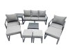 Fimous Outdoor Garden Furniture Set Aluminium Lounge Sofa Square Coffee Table Sets with 4 Stools Side Table Dark Grey