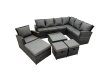 Fimous Rattan Garden Outdoor Furniture Set 10 Seater Garden Sofa Coffee Table Set with Chair 3 Footstools Dark Grey Mixed