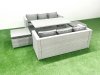Fimous Rattan Garden Furniture Set 8 Seater Outdoor Sofa Set with Dining Table 2 Big Footstools Light Grey Mixed