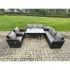Fimous 6 Piece Rattan Garden Furniture Set with Patio Sofa Rectangular Dining Tablel Side Table Indoor Conservatory Patio Set