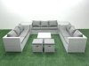 Fimous Rattan Garden Outdoor Furniture Set 11 Seater Rattan Garden Sofa Set with 2 Small Footstool 2 Side Tables Light Grey Mixed