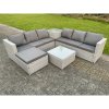 Fimous 7 Seater PE Wicker Light Grey Rattan Garden Corner Furniture Sofa Sets Outdoor Patio Furniture Big Footstool Coffee Table