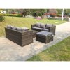 Fimous Rattan Garden Furniture Sets With 3 Seater Sofa Square Coffee Table And 2 PC Big Footstools