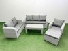 Fimous Patio PE Wicker 7 Seater Outdoor Rattan Furniture Sofa Sets with Oblong Coffee Table Reclining Chair Loveseat Sofa 3 Seater Sofa Big Footstool Light Grey