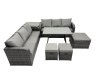 Fimous Garden Rattan Outdoor Furniture Set 9 Seater with 3 Seater Sofa 3 Stools Side Table Dark Grey