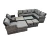 Fimous Rattan Garden Outdoor Furniture Set 12 Seater Garden Sofa Coffee Table Set with Chair 4 Footstools Dark Grey Mixed