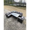 Fimous 7 Seater PE Rattan Corner Sofa Set Garden Furniture Rising Adjustable Dining Table Set High Side Coffee Table With Arm Chair