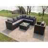 Fimous Dark Grey Mixed PE Rattan Corner Sofa Set Outdoor Garden Furniture Square Coffee Table Chair