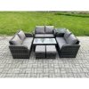 Fimous 8 Seater Rattan Garden Furniture Set Indoor Outdoor Patio Sofa Set with Coffee Table Love seat Sofa Side Table 2 Small Footstools Dark Grey Mixed
