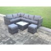 Fimous 8 Seater Rattan Corner Sofa Set With Square Coffee Table Footstools