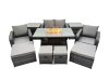 Fimous Garden Outdoor Rattan Furniture Set Rattan Reclining Chair Love Sofa with 4 Stool Side Table Dark Grey Mixed