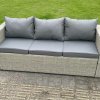Fimous Wicker Rattan Garden Furniture Sofa Sets Outdoor Patio Coffee Table With Stools light grey