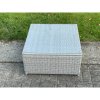 Fimous Light Grey Rattan Square Tea Coffee Table Outdoor Garden Patio Furniture With Clear Tempered Glass