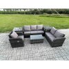 Fimous Patio Garden Furniture Sets Wicker 6 Seater Outdoor Rattan Furniture Sofa Sets with Rectangular Coffee Table Reclining Chair 3 Seater Sofa 2 Side Tables